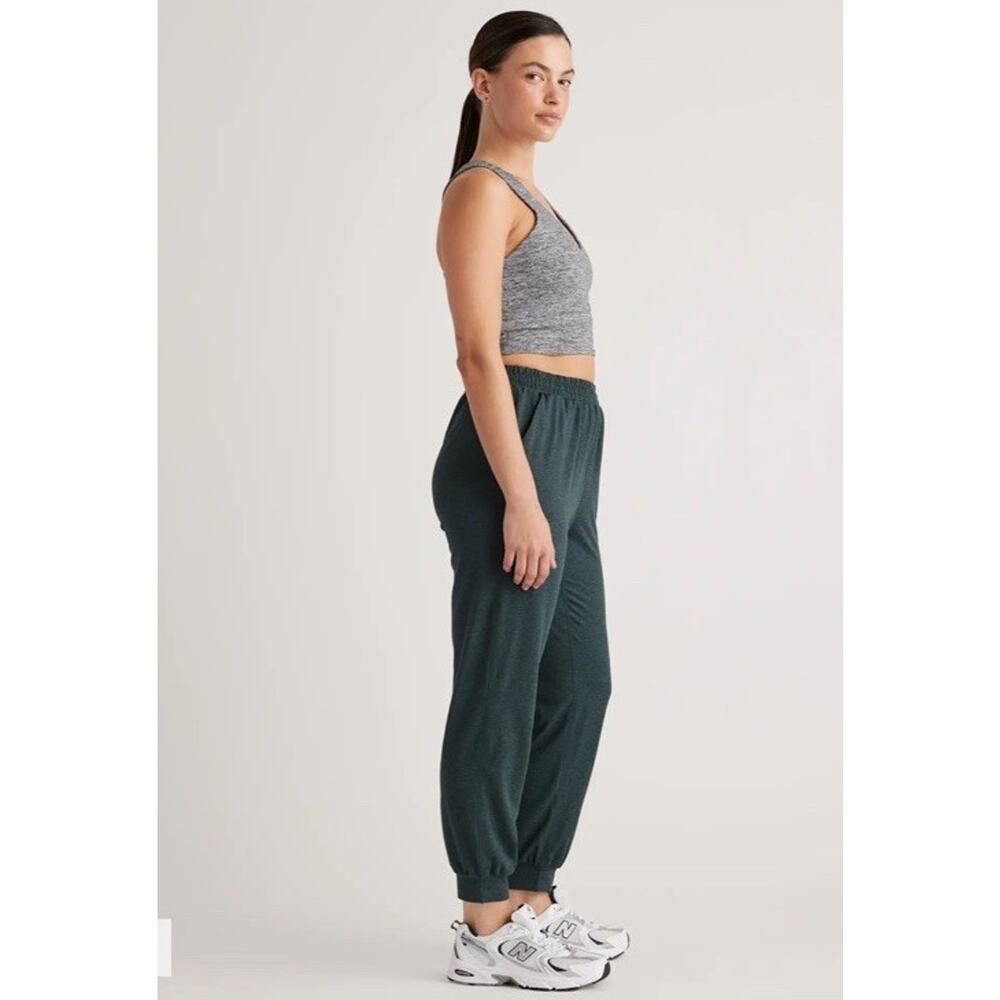 Quince Flowknit High-Rise Boyfriend Joggers Size S Dark Green Sporty - Picture 3 of 8